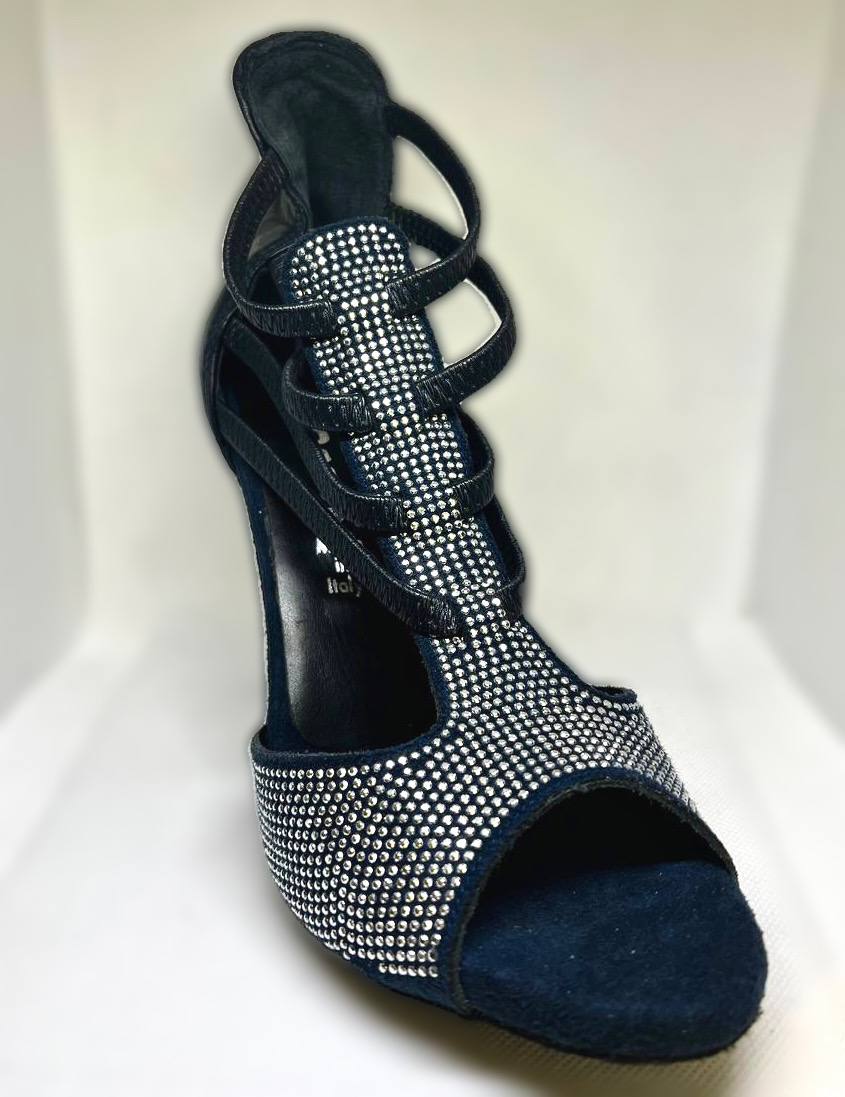 Stivaletto  blu borchiato